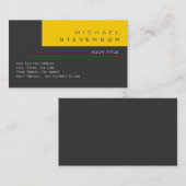 トレンディーかわいいプレーン灰色イエロービジネスカード 名刺 (正面/裏面)