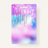 トレンディーかわいいホログラフィックグリッター乾燥従業員 バッジ (裏面)