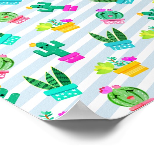 トレンディーかわいいマンガサボテンと多肉植物 ポスター (角)