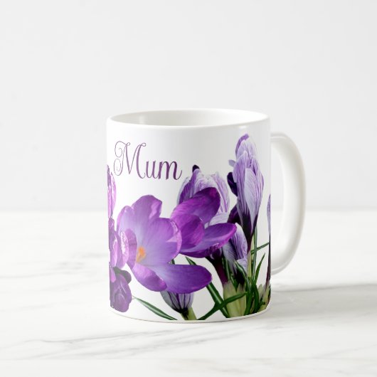 トレンディーかわいいモダンボホパープルクロッカスフローラムーム コーヒーマグカップ (正面右)