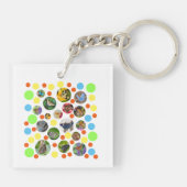 トレンディーかわいいモダン蝶水玉模様キッズ キーホルダー (裏面)