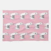 トレンディーかわいいラマスケッチ&ピンク キッチンタオル (横)