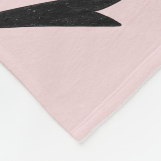 トレンディーかわいい小さな黒い弓ピンク フリースブランケット (角)