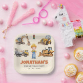 トレンディーかわいい建築車バースデーパーティー ペーパープレート (パーティー)