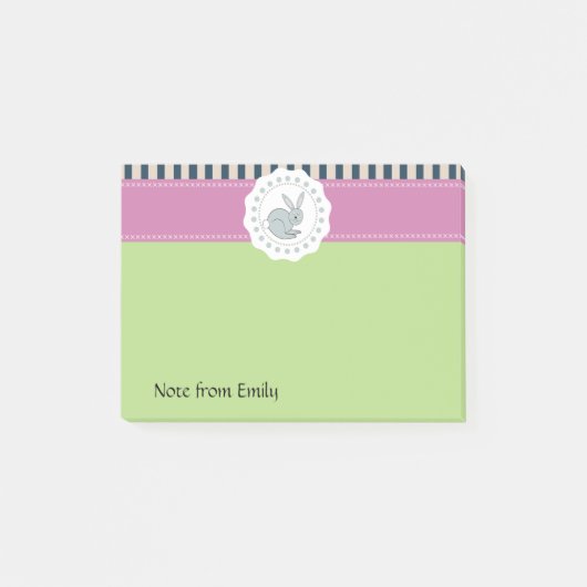 トレンディーかわいい復活祭の漫画おもしろいのバニー ポストイット (正面)