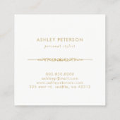 トレンディーかわいい水彩金ゴールドピンク花モノグラム スクエア名刺 (裏面)