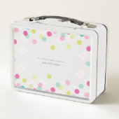 トレンディーかわいい水玉模様紙吹雪パターンピンク緑 メタルランチボックス (裏面)