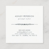 トレンディーかわいい水色ピンクの花モノグラム スクエア名刺 (裏面)