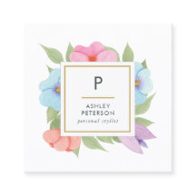 トレンディーかわいい水色ピンク金ゴールド花モノグラム