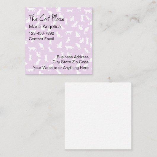 トレンディーかわいい猫テーマ名刺 スクエア名刺 (正面/裏面)