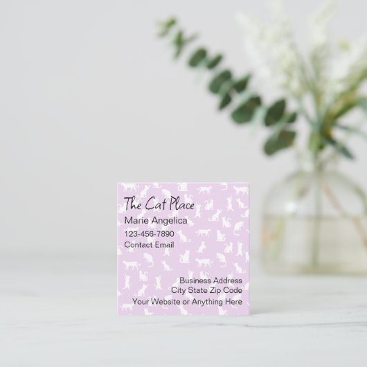 トレンディーかわいい猫テーマ名刺 スクエア名刺 (スタンド正面)