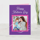 トレンディーかわいい紫の母の日のカードの写真カスタム写真 カード (正面)