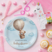 トレンディーかわいい茶色のベビーテディベア熱い気球 ペーパープレート (パーティー)