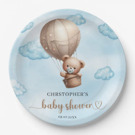 トレンディーかわいい茶色のベビーテディベア熱い気球 ペーパープレート