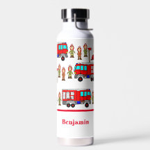 トレンディーかわいい赤い消防車&消防士