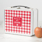 トレンディーかわいい赤市松模様に白模様カスタム メタルランチボックス (インサイチュ)