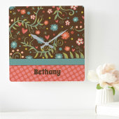 トレンディーかわいらしパーソナライズされたユニーク時計 スクエア壁時計