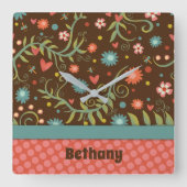 トレンディーかわいらしパーソナライズされたユニーク時計 スクエア壁時計 (正面)