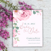 トレンディーかわいらしピンクのフローラ結婚式の日付を保存