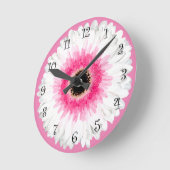トレンディーかわいらしピンクフラワーウォールデコール時計 ラウンド壁時計 (傾斜)