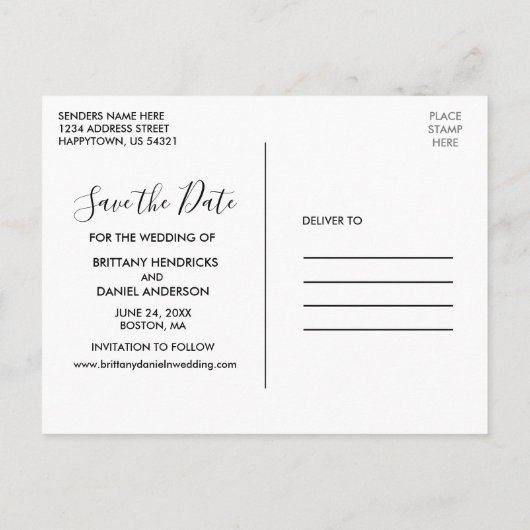 トレンディーがバーグンディと結婚する日取りを救う ポストカード (裏面)