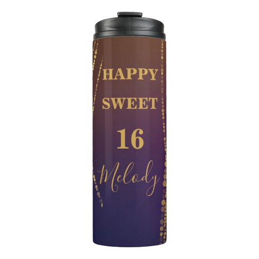 トレンディーきらめくゴールデンブルゴーニュハピー16誕生日 タンブラー (正面)
