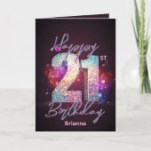 トレンディーきらめくシックディスコダンス21st誕生日 カード (正面)