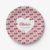 トレンディーさくらんぼオントップブライダルシャワー ペーパープレート (正面)