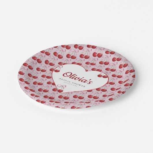 トレンディーさくらんぼオントップブライダルシャワー ペーパープレート (アングル)