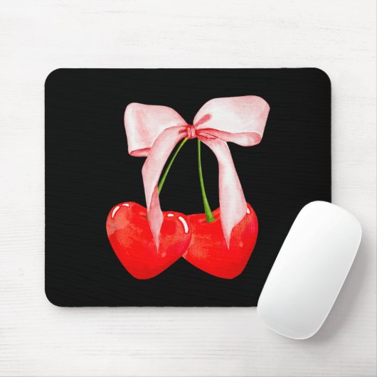 トレンディーさくらんぼソフトガールエラピンクボウリボン価 マウスパッド (マウス)