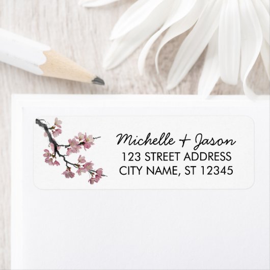 トレンディーさくらんぼブロッサムツリーブランチ差出人住所 ラベル (インサイチュ)