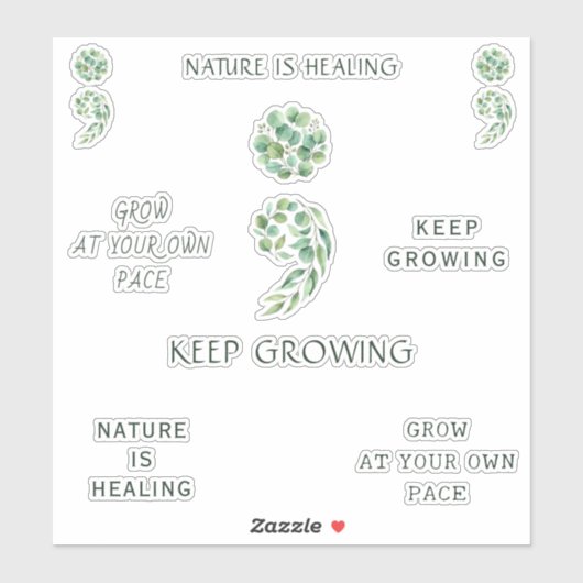 トレンディーで前向きなセミコロン ポジティブ プランナーパック シール (シート)