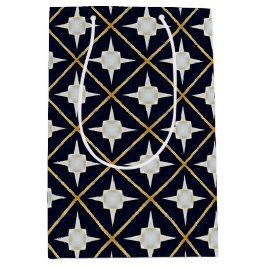 トレンディーとエレガントブラック金ゴールドとホワイトラグジュアリー ミディアムペーパーバッグ