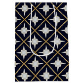 トレンディーとエレガントブラック金ゴールドとホワイトラグジュアリー ミディアムペーパーバッグ (裏面)