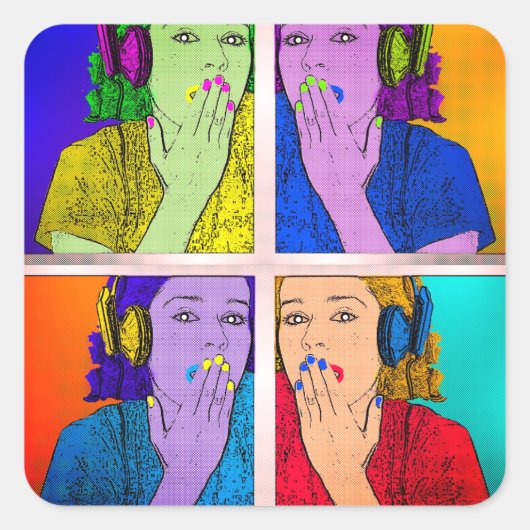 トレンディーとカラフル スクエアシール (正面)