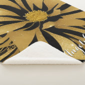 トレンディーとシックフローラブラックと金ゴールド名 シェルパブランケット (3/4)