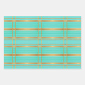 トレンディーとシック・ブルーと金ゴールドアクセント ラッピングペーパーシート (正面)