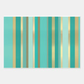 トレンディーとシック・ブルーと金ゴールドアクセント ラッピングペーパーシート (正面3)