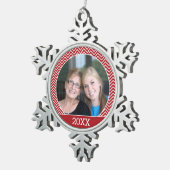 トレンディーと縁ど年カスタム付き写真 スノーフレークピューターオーナメント (右)