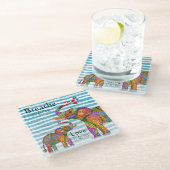 トレンディーと象スタイリッシュと子牛のキッチンタオル ガラスコースター (アングル)