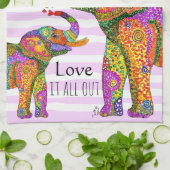 トレンディーと象スタイリッシュと子牛のキッチンタオル キッチンタオル (折り畳み)