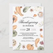 トレンディーなカラフルな水彩のカボチャ | 秋の気配 招待状 (正面)