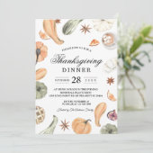 トレンディーなカラフルな水彩のカボチャ | 秋の気配 招待状 (スタンド正面)