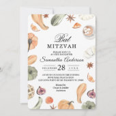 トレンディーなカラフルな水彩画のカボチャ | 秋の気配 招待状 (正面)