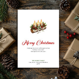 トレンディーなクリスマスのキャンドル 木製のログのグリーティング シーズンカード
