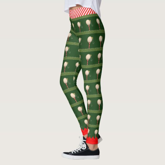 トレンディーなクリスマスゴルフ レギンス (左)