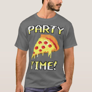 トレンディーなグラフィック ピクセル化されたピザパーティータイム! 3310563 Tシャツ