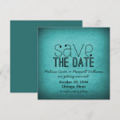 トレンディーなグランジー Save the Date 招待状, ティール 招待状 (正面/裏面)