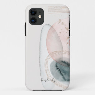 トレンディーな抽象ピンクゴールドシェイプのカスタムデザイン iPhone 11 ケース