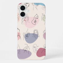 トレンディーな抽象的な女性の線画iPhoneケース